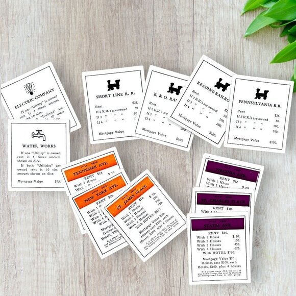 PARKER BROS Vintage 50s  Monopoly Game Wooden Pieces Cards Money Dice COMPLETE - Picture 8 of 10